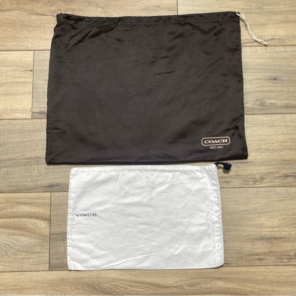 Coach & Vince Dust Bag‎ Lot Of 2 Brown And White Designer Dust Bag Lot